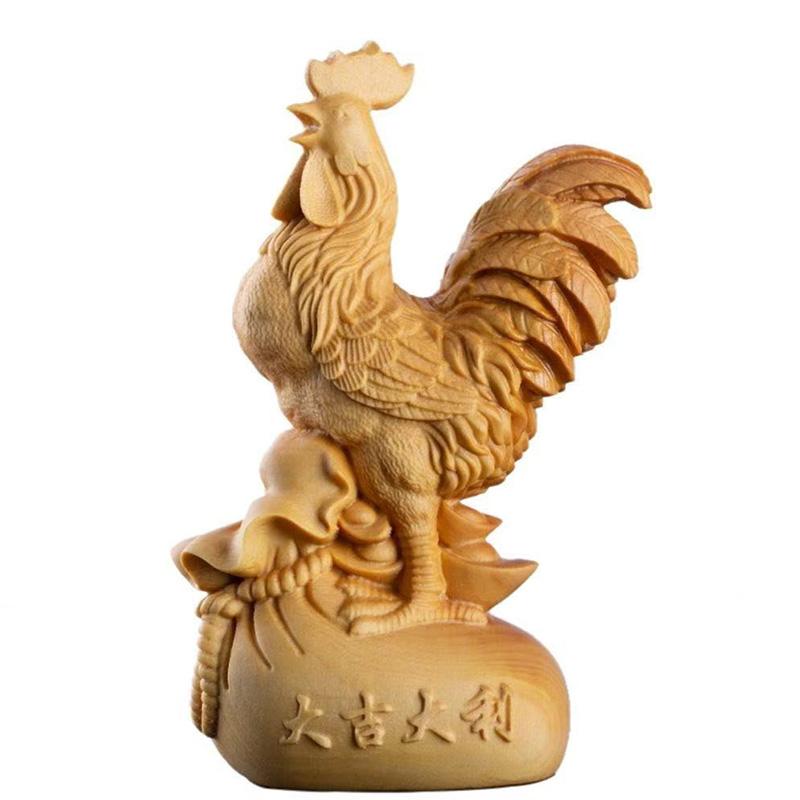 wood carving cock sculptures Models  figurines Hand-carved Cute Home Room automobile  Office  Table decoration and  accessories