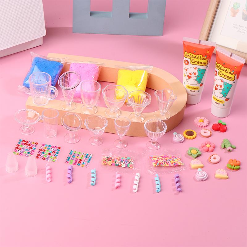 Creative Diy Ice Cream Clay Making Materials Set Simulation Dessert Cup Ice Cream Handicraft Gifts Kids Educational Toys
