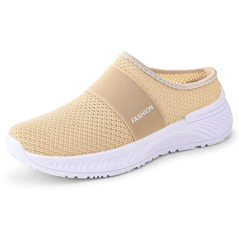 Women's Shoes Toe Caps Semi-flat Shoes Breathable Casual Shoes Slippers Single Shoes
