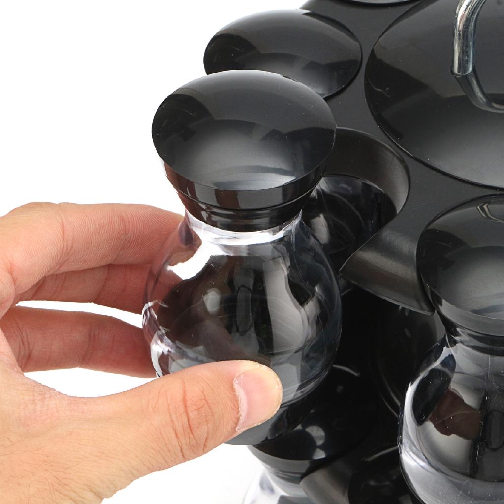 16Pcs 360 Rotating Condiment Set Spice Jar Rack Kitchen Cruet Condiment Bottle Coffee Sugar Seal Jar Container Castor