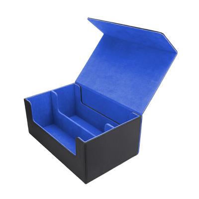 Kompatibel mit magnetischen Sammelkarten, große PU-650-Kartenspeicherkapazität, x Loader, Hülle, Kapazität, Magnet, Leder, (Schwarz Blau)