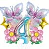 Butterfly & Daisy Star Gradient Foil Balloon Set for Birthday Party Decoration.