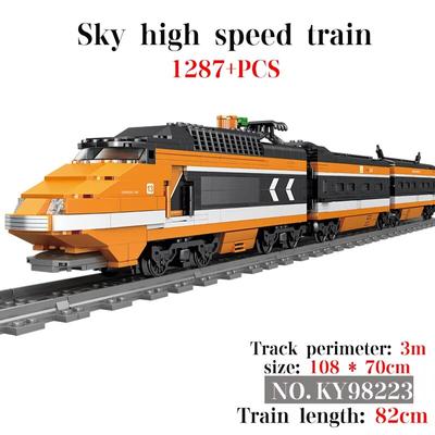 KAZI KY98223 Creative Building Block Electric Train Series Sky High Speed Train Model Children's Building Block Toy Gift