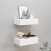 Day and Night - Day and Night Wall Shelves with Drawer 2 Pcs White MDF 40x23.5x10 Cm