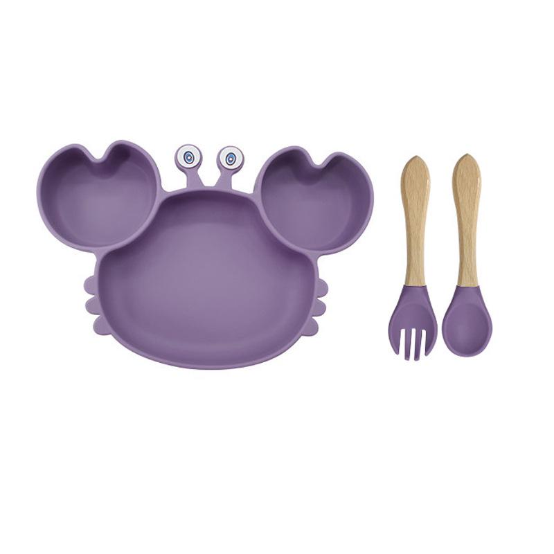Baby Silicone Crab Plate & Bowl Set with Bib - Food-Grade Tableware