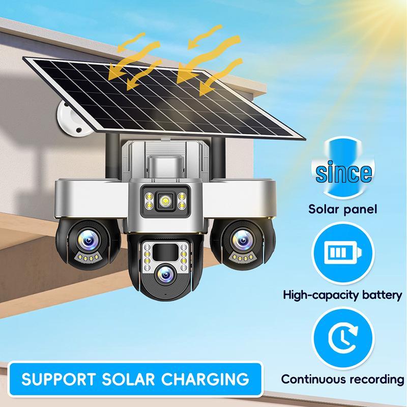 9MP Solar-Powered Triple-Lens 4G WiFi Outdoor Security Camera