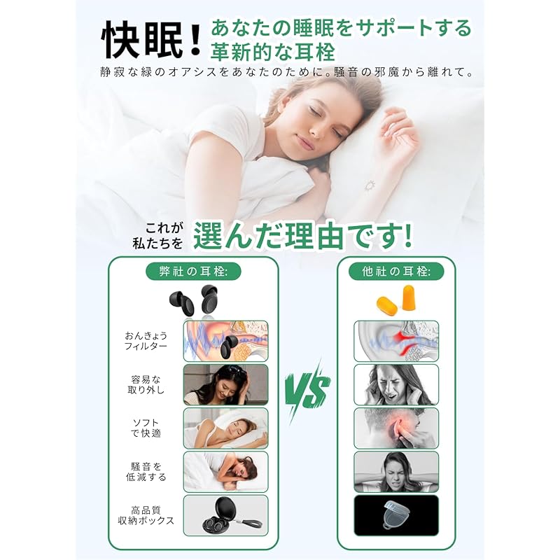[Supervised by a sleep expert] Earplugs for sleeping high performance ear plugs Silicone material provides a comfortable wearing experience Has a