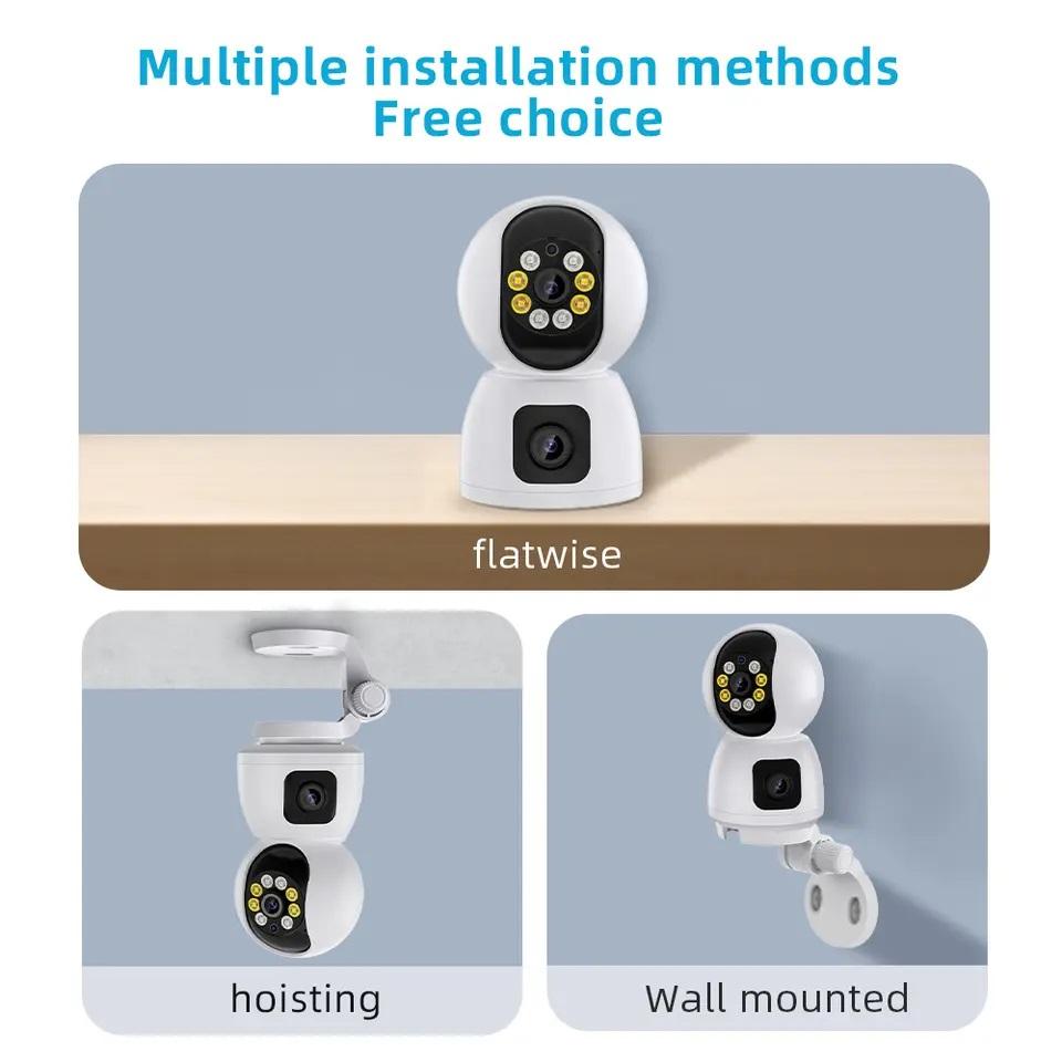 IP CCTV Camera Dual Lens Fhd Indoor Home Security Surveillance Camera Two Way Audio Wireless Baby Monitor  PTZ Security Camera