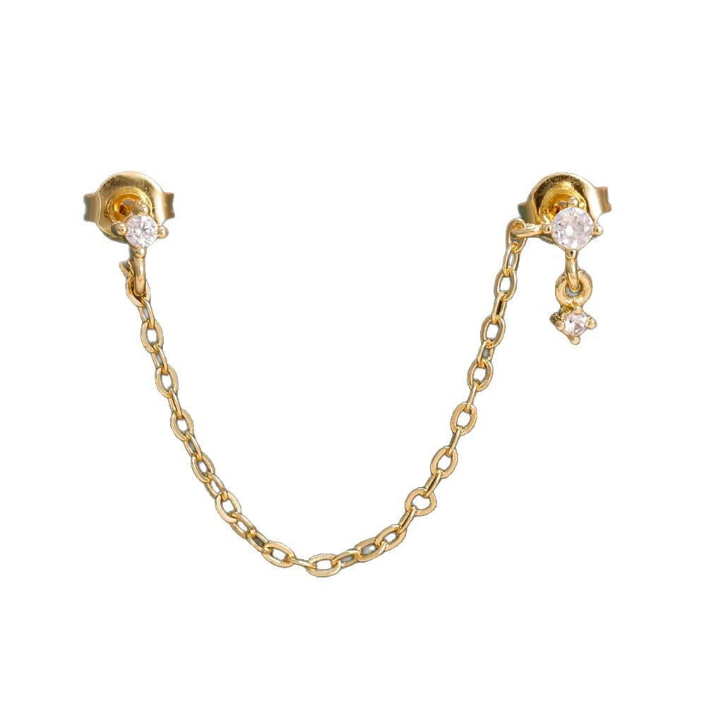 New Stainless Steel round Chain Tassel Ear Line Stud Ximang Seller in Europe and America Simple Style Rings Women