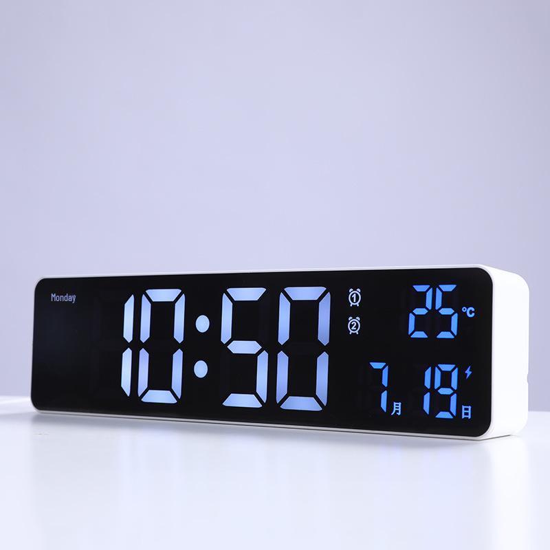Rechargeable LED Digital Alarm Clock with Temperature Display and Snooze Function - Wall or Bedside Use.