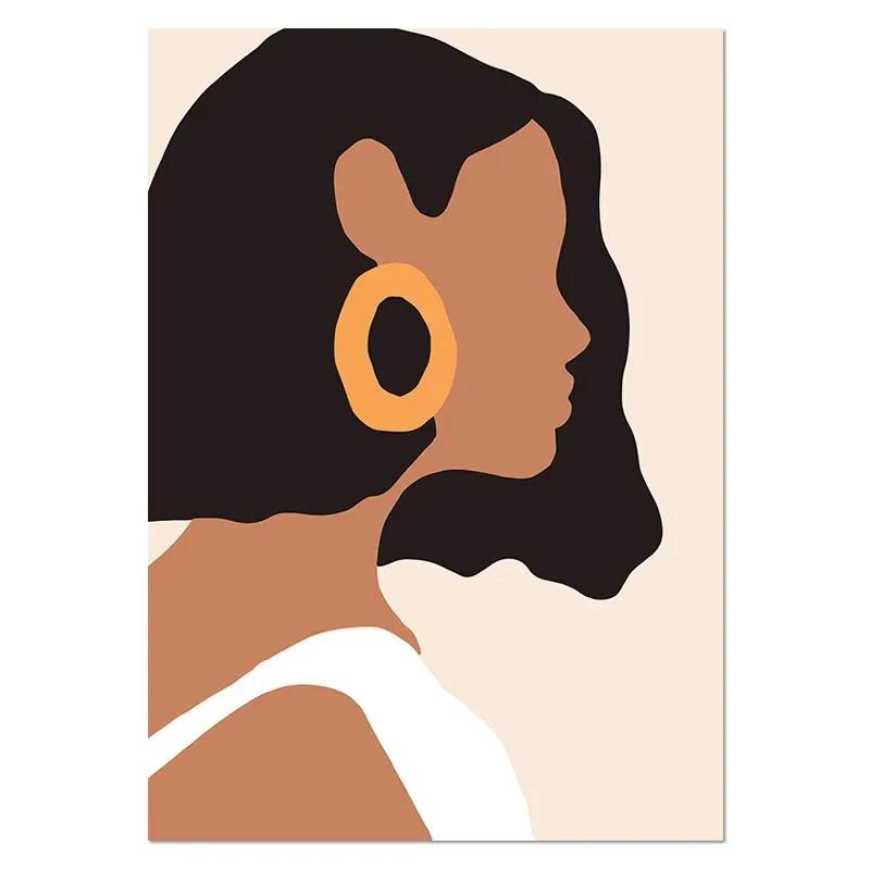 Bohemian Fashion Abstract Girl Art Canvas Painting Nordic Posters and Prints Wall Art Pictures for Living Room Home Decoration