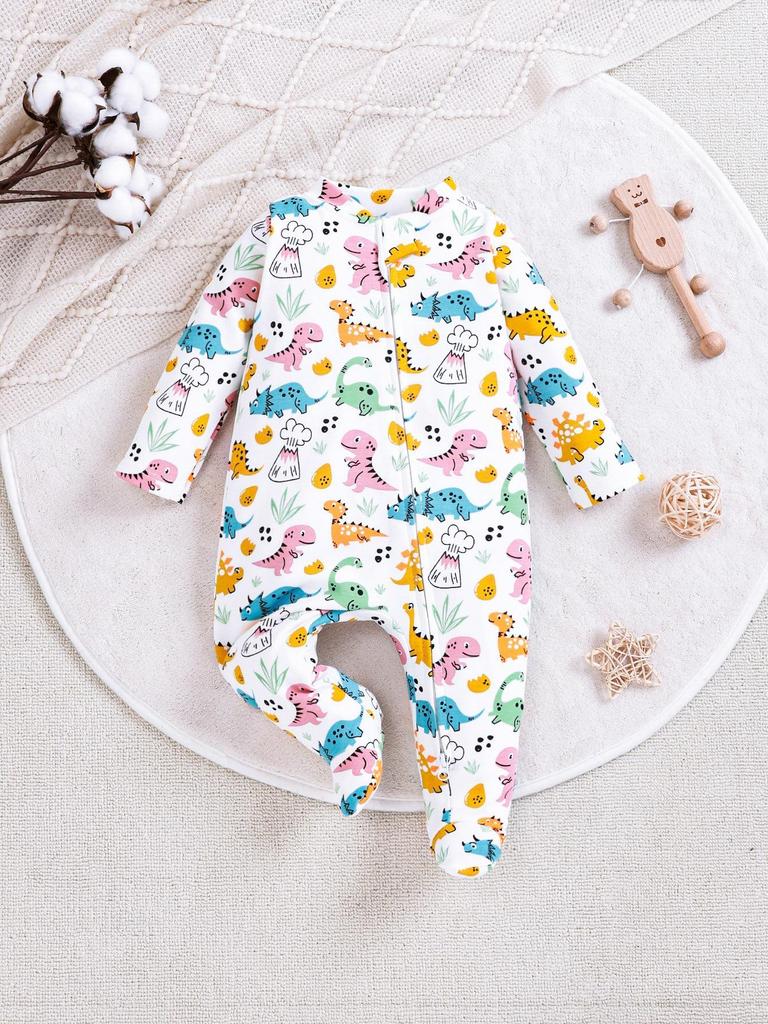 Newborn Long Sleeve Bodysuit with Double Zipper for Easy Change - Autumn/Winter Belly Protection, Prevents Chills