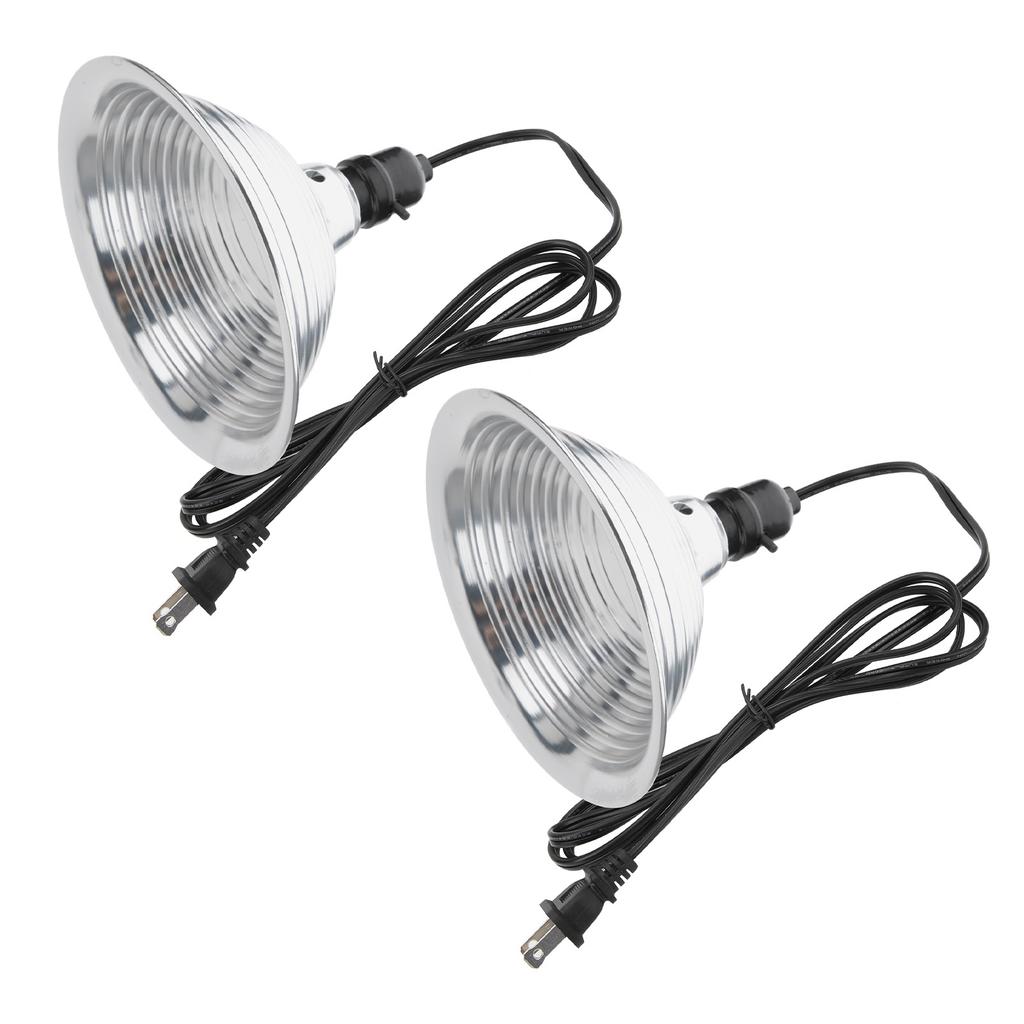 2 Pcs Reptile Lamp Shade Fixture Heat Bulb Clamp Light Shade with Detachable Aluminum Reflector