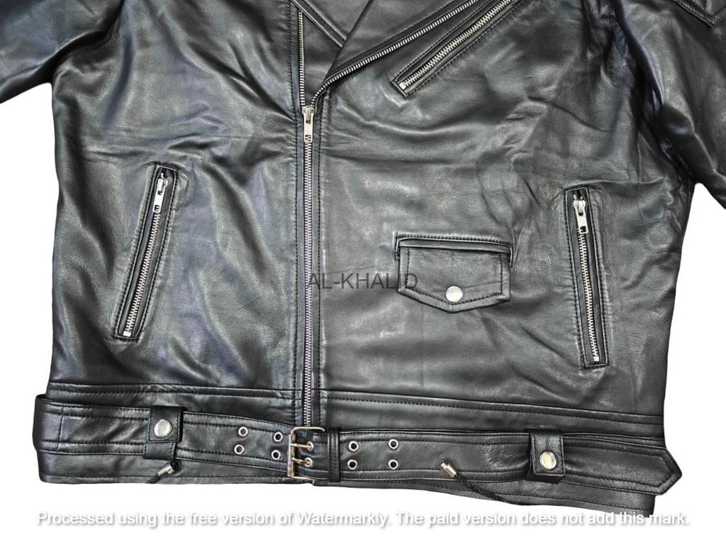 AL KHALID Elegant NEW Men's Jacket 100% Genuine Real Lambskin Leather Racer Biker Jacket