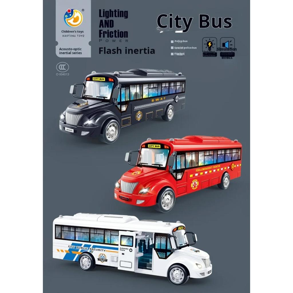 1/30 Scale Inertia Sliding Campus Bus Car Model Simulation Sound and Light Music Educational Toy Bus Car Toy Children's Birthday Gift