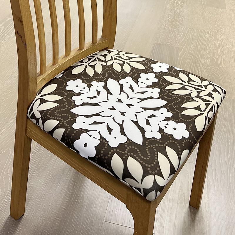 Potahy na židle do jídelny Strečový potištěný potah na jídelní židli Polstrovaný sedák na židli Slipcovers pro kuchyň, kancelář 1 ks