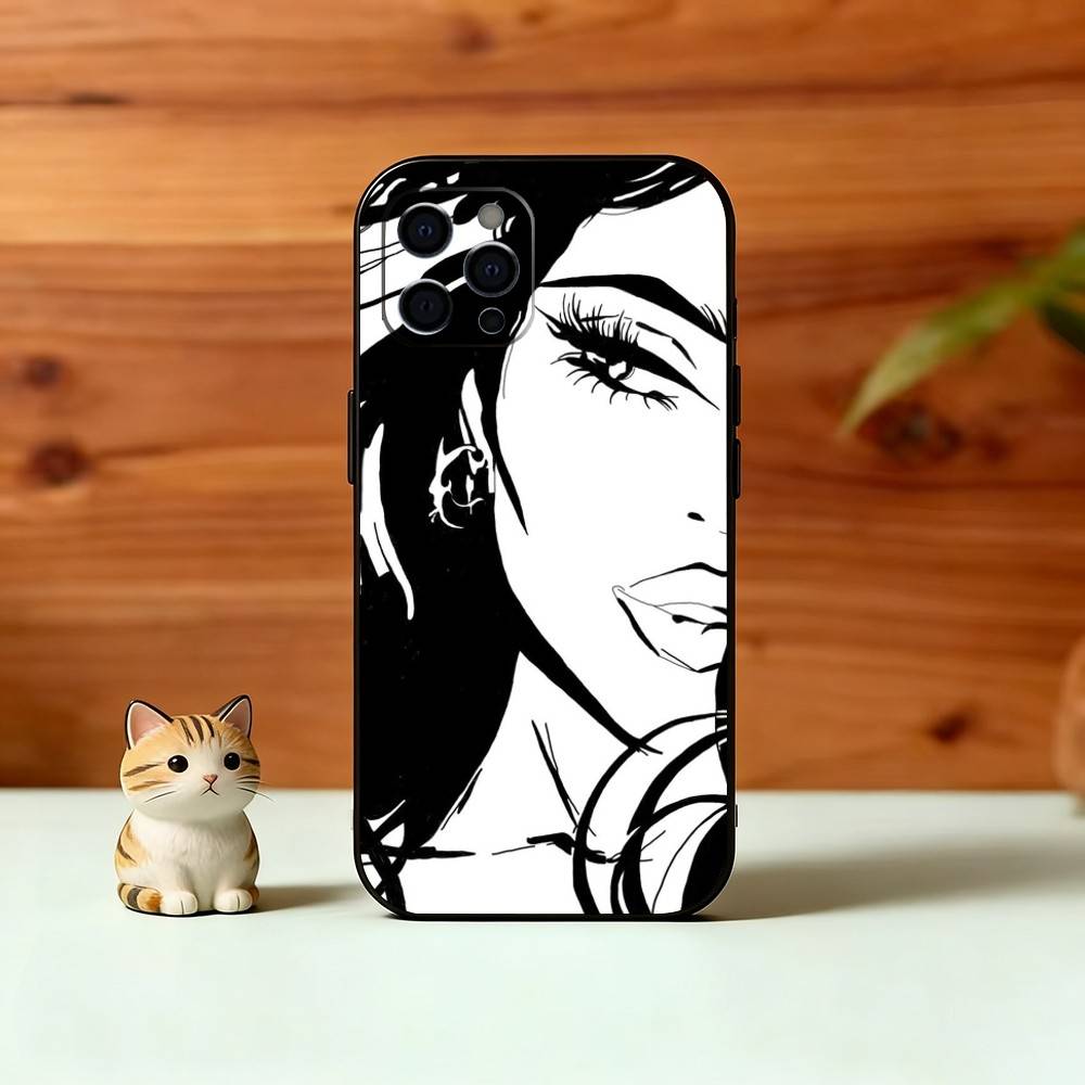 Line art Phone Case For iPhone 17, 16,15,14,13,12,11 Plus,Pro Max, Others Soft Black Cover