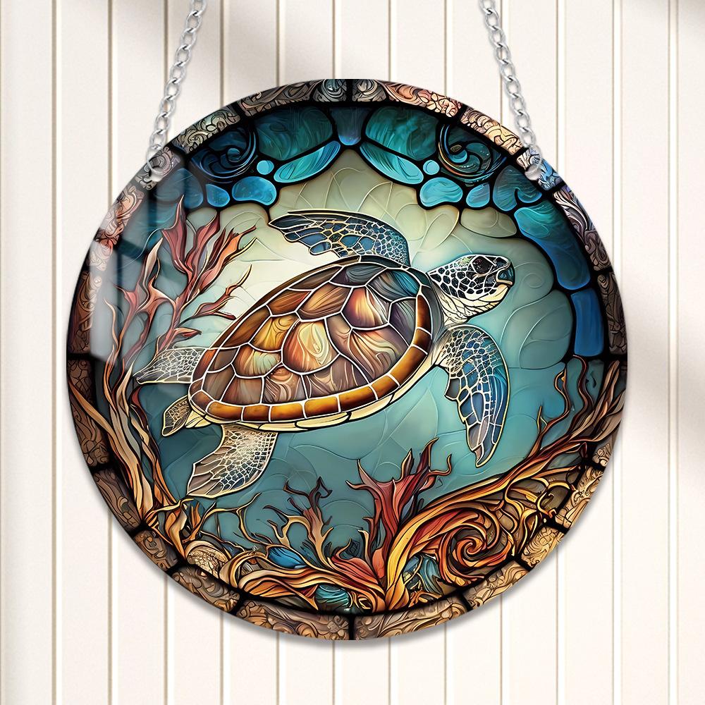1pc Tree of Life Turtle Butterfly Dragonfly  Acrylic Home Wall Decoration Chain Pendant Pendant
