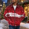 Men's Christmas Print Zip-Up Jacket, Loose Fit Casual Lapel Collar Outerwear for Holiday