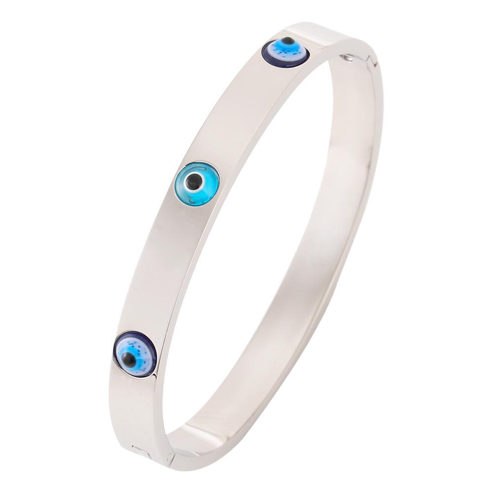 Men s Devil s Eye Cross Bracelet - Stainless Steel in Gold, Rose, and Silver Colors Stainless Steel 304