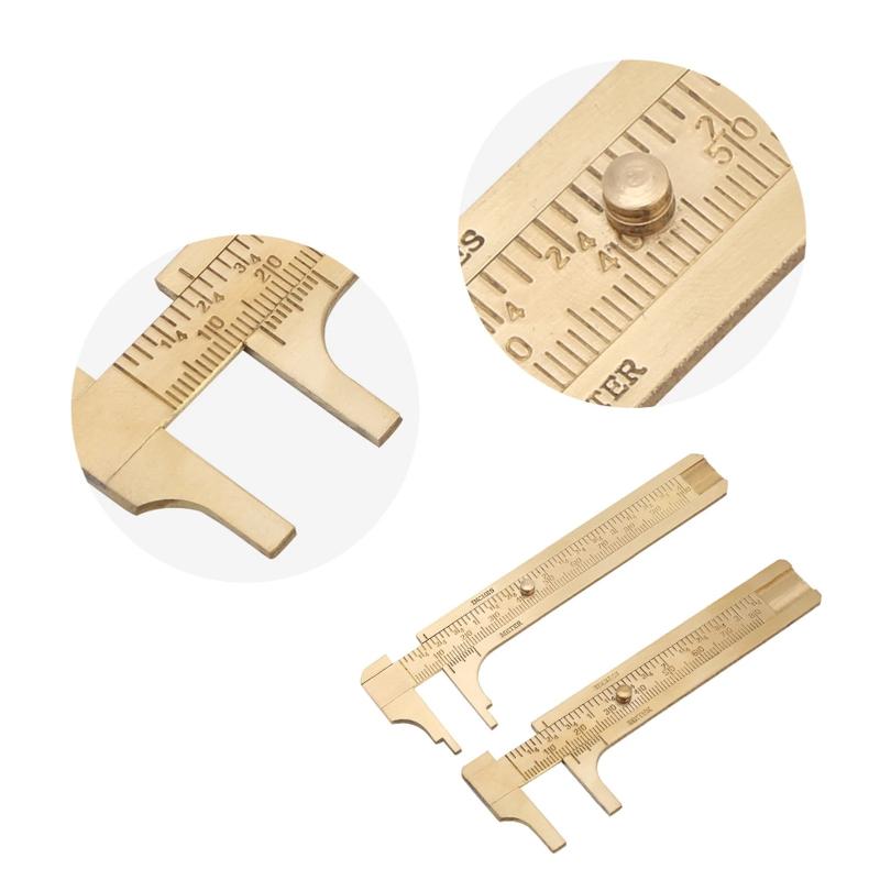 Brass Vernier Caliper Rust Proof Durable Pocket Slide Gauge Metric Imperial Scale for Daily Household Measurement Use