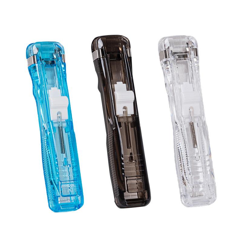 1PC Mini plastové školní potřeby Ruční sponkové vázací nástroje Tlačná sešívačka na dokumenty