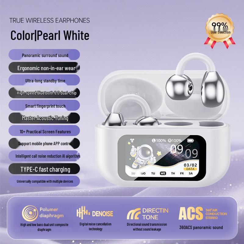 XG42 Ear-Clip Bluetooth Headset with Color Screen & AI Translation