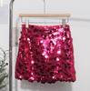 Minigonna A-line scintillante con strass, vita alta, stile industria pesante europea e americana - Stile Nightclub