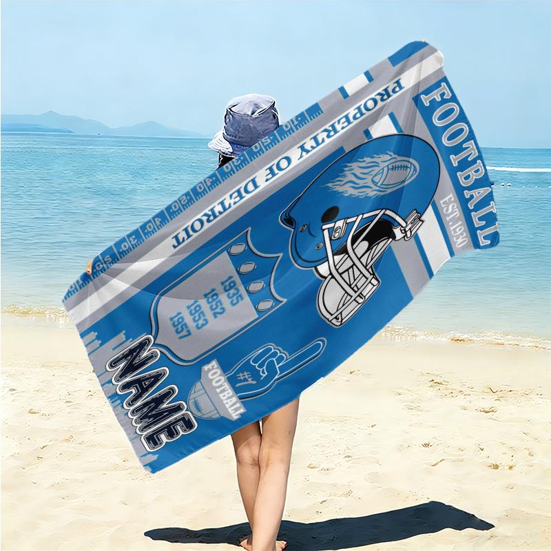 Personalized Football Fanatic Journal Beach Towel Microfiber Beach Towel Thin Absorbent for Beach Swimming Yoga Bath Sports. 0910157