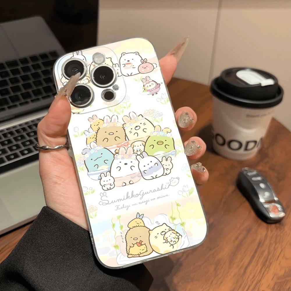 Anime S-Sumikko G-Gurashi  Transparent TPU Phone Case for iPhone 17 11 12 13 14 15 16 Pro Max 16 Plus Cover