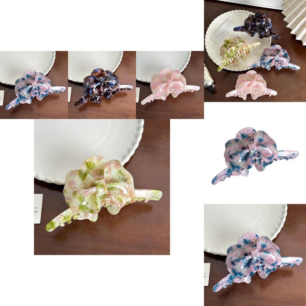 Beautifully Crafted 13cm Acetate Hair Claw Clip With Feminine Bow Ideal For Daily Wear