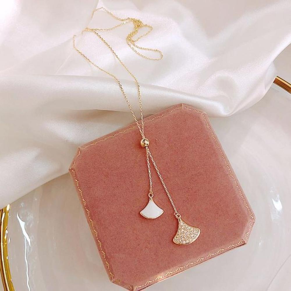 [Onoma] Onm Women's Cubic Double Pendant Necklace, Stylish Design for Everyday Use (36153912)