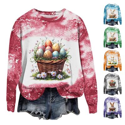 Women's Fashion Printed Long Sleeve Loose Round Neck Sweatshirt Top Fall
