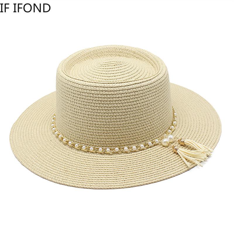 New Women Hats Summer Sun Straw Hats Outdoor Beach Panama Jazz Hats Leisure Vacation Dress Cap Sombreros De Mujer