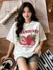 Vintage Strawberry Graphic Ladys Tshirtcute Fruit Print Casual Crew Neck Short Sleeve Top For Unisex Spring Summer Daily Wear