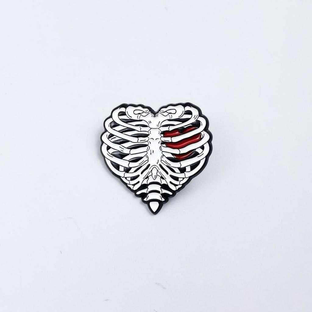 Creative Skeleton Organs Brooch - Cartoon Style Drip Oil Alloy Badge for Backpack and Clothing Accessories