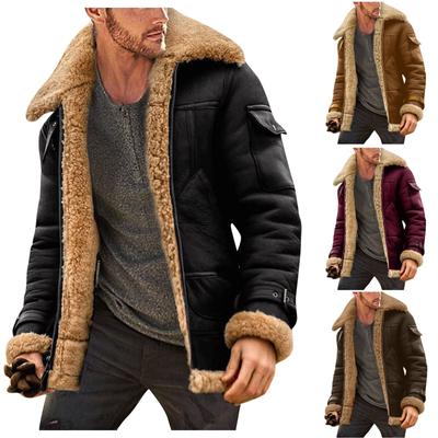 Ανδρικό μονόχρωμο παλτό Frosted Fleece Σύνθετο Παλτό Μακρυμάνικο με φερμουάρ Πέτο Χοντρό Παλτό