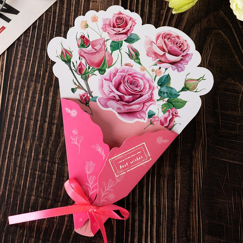 1PCS Carnation Creative Floral Postcard - Exquisite Greeting Card for Birthday Teacher Day Gifts Beautiful Thanks Flowers
