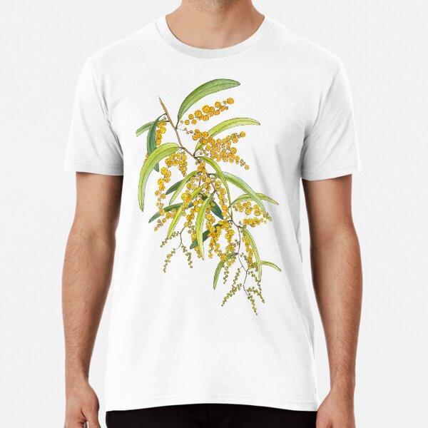 Australian Wattle Flower Illustration TShirt Made in Australia Unisex T-Shirt XL