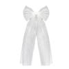 Double-Layer Pearl Bow Veil Hair Clip for Engagements & Weddings