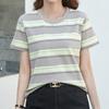 Navava Women Round Neck ShorT Sleeve STriped T shirT nT3353
