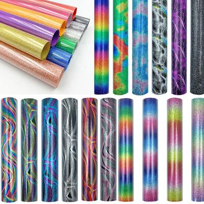 Glitzer HTV Wärmeübertragungs-Vinylfolie zum Aufbügeln auf T-Shirts Taschen Vinyl für Alle Schneidemaschinen Leicht zu Entgittern für Wärme-Vinyl-Design DIY