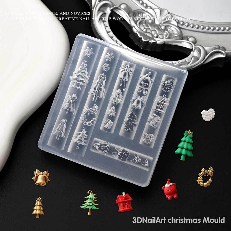 Om de Zăpadă de Crăciun Brad de Crăciun Matriță 3D pentru Unghii Fulgi de Nea Oameni de Zăpadă Decorațiuni Unghii Design DIY Silicon Manichiură Matriță Nail Art