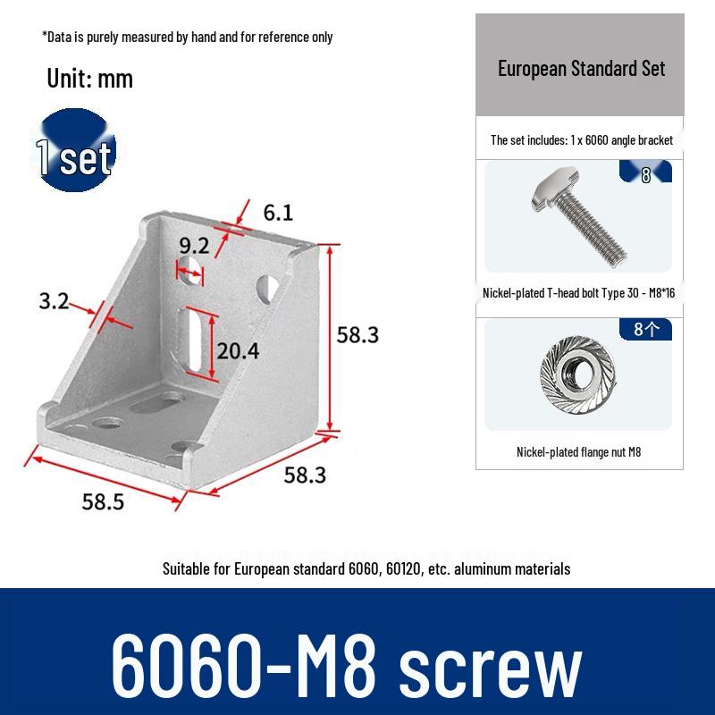 Aluminum 90° Corner Bracket Connector for 4040/2020/3030 Profiles
