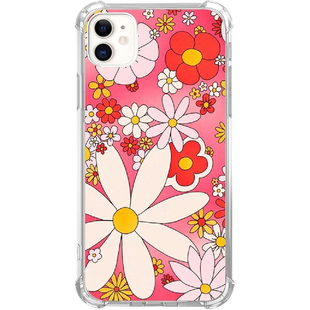 Trippy Psychedelic Flowers Phone Case for iPhone 11, Indie Hippie Colorful Eyes Flower Cover for Teens Women Men, Soft TPU Shockproof Case for iPhone