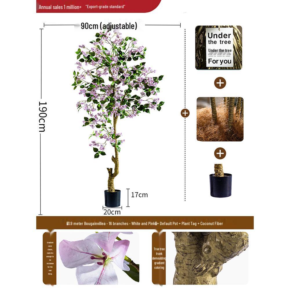 Large Artificial Bougainvillea Tree for Indoor Decoration - Potted Fake Cherry Blossom Plant Ornament