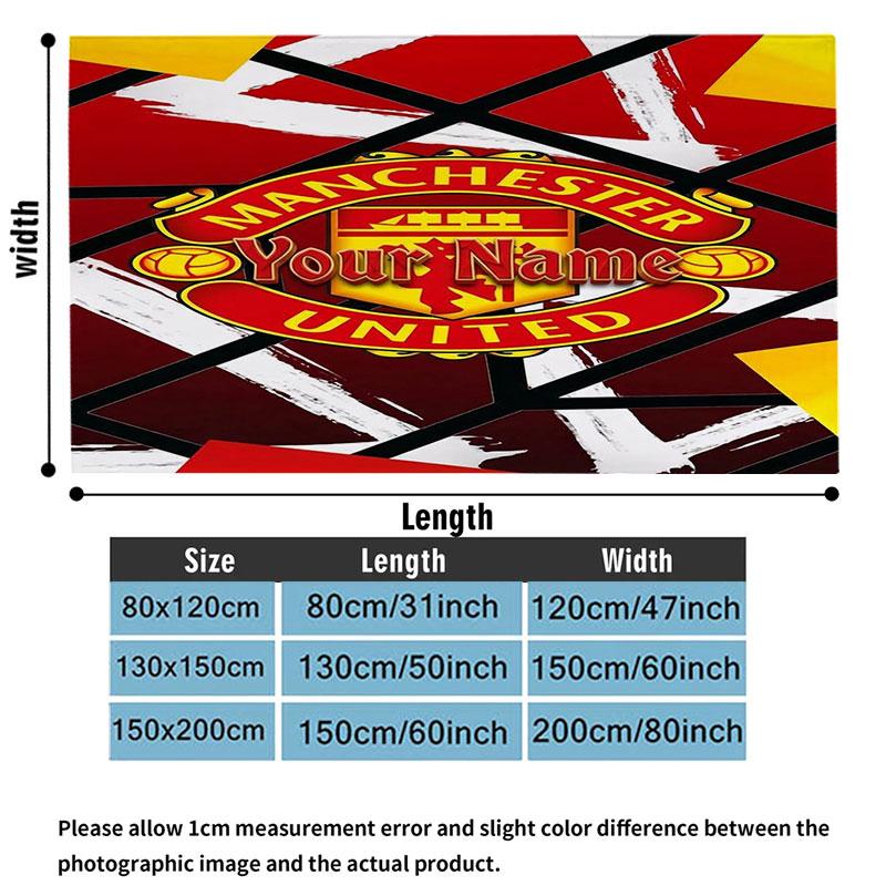 1PC Manchester United F Custom Name Patterned Flannel Blanket Suitable For All Seasons for Home Decor Warmth and Comfort Gifts Holiday Present