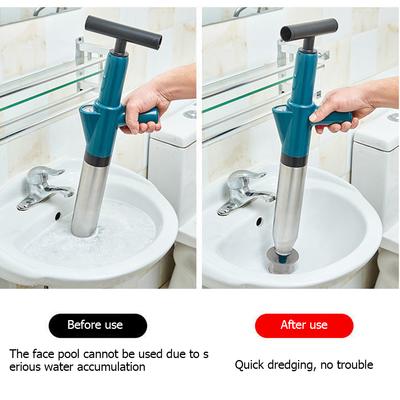 Air Power Drain Blaster Tools Stainless Steel Drain Plunger Dredge Universal High-pressure Accessories for Home Kitchen Sinks