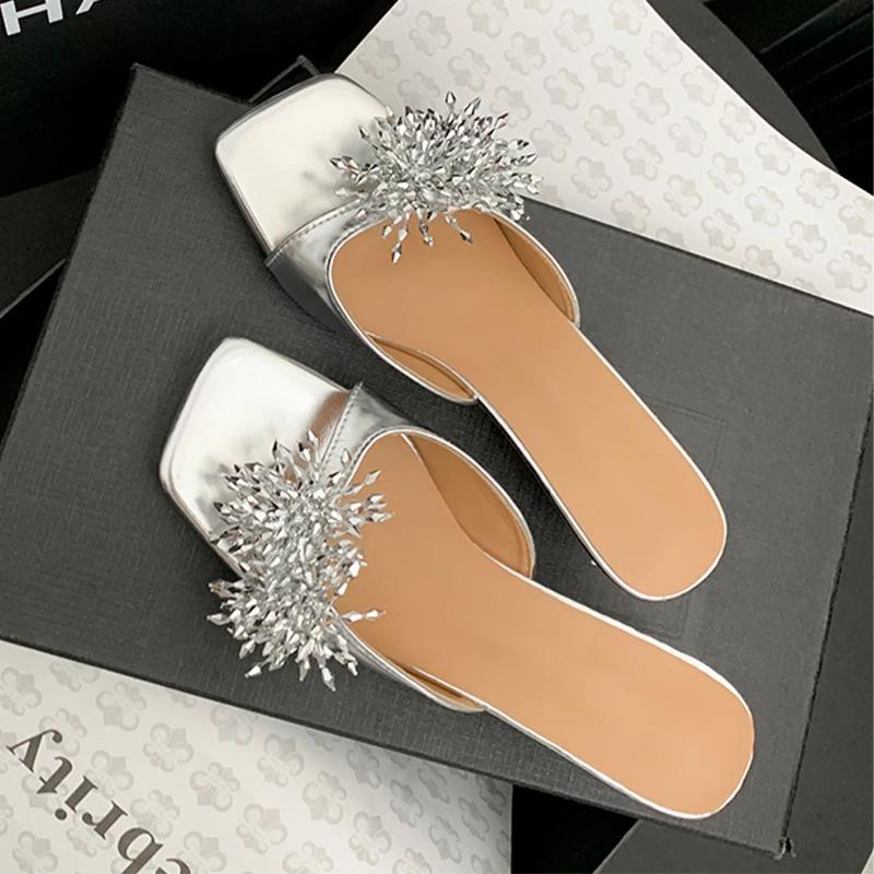 Fashion Women Slippers Elegant Fashion Heeled Sandals Luxury Summer Woman Shoes 2025 Dress Pumps Slides New Party Zapatillas De Mujer