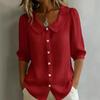 European and American design sense niche commuter linen new spinning shirt short sleeve loose v-neck women's summer